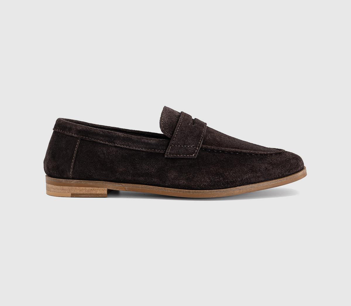 Mens OFFICE Cheshire Penny Loafers Brown Suede