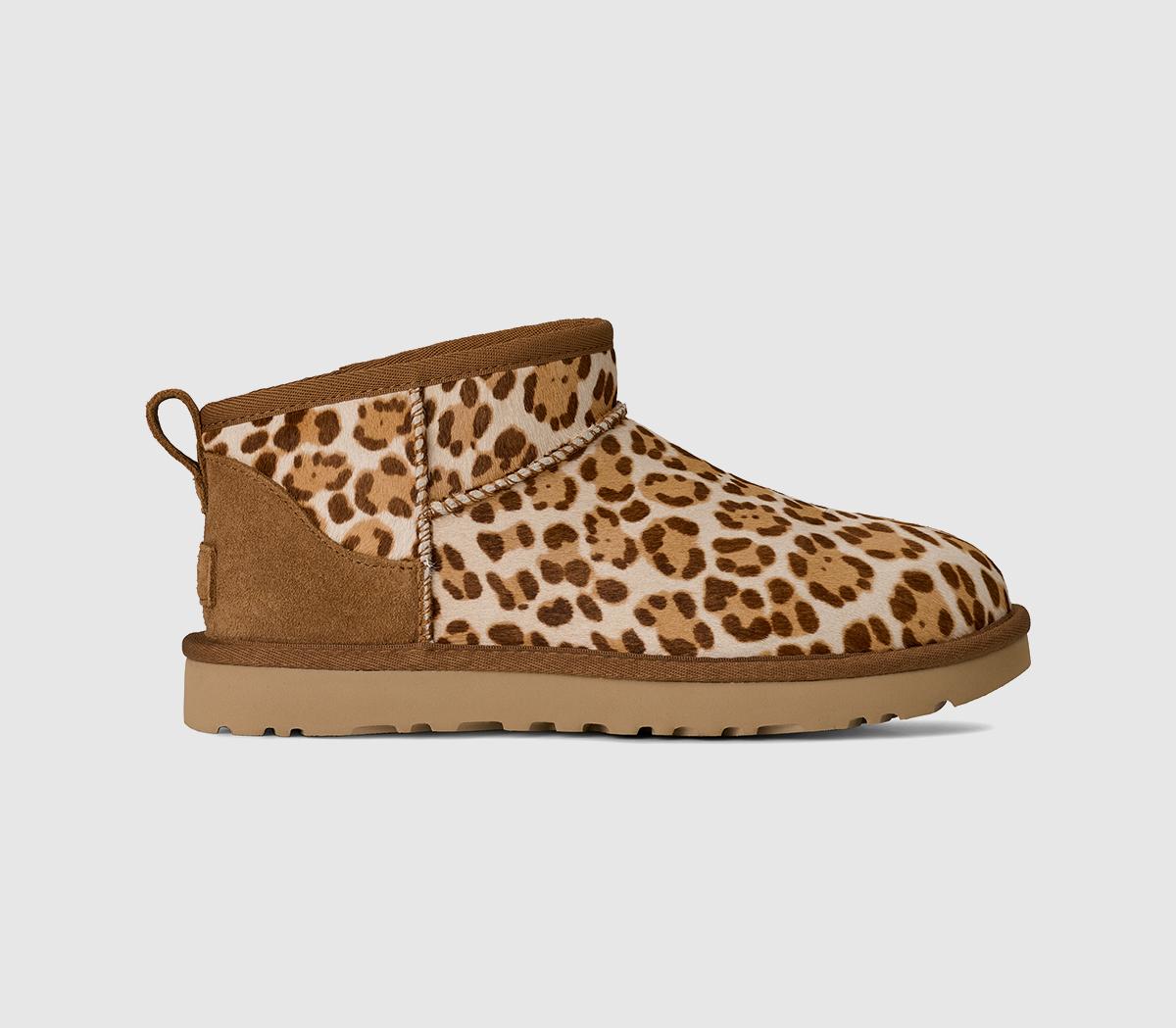 Womens UGG Classic Ultra Mini Boots Plains Felicity Leopard Jasmine