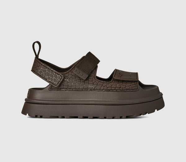Womens UGG Goldenglow Embossed Sandals Dense Smoke