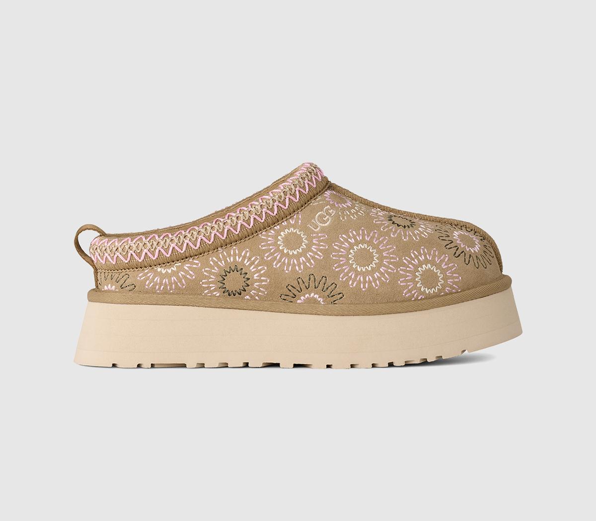 Womens UGG Tazz Sun Stitch Slippers Mustard Seed