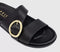 Womens OFFICE Salsa Buckle Trim Footbed Sliders Black Leather