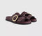 Womens OFFICE Salsa Buckle Trim Footbed Sliders Burgundy Leather