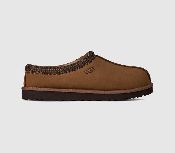 Mens UGG Tasman II Nubuck Slippers Dark Chestnut
