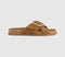 Womens OFFICE Sia Cross Over Buckle Footbed Sliders Tan Suede