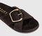 Womens OFFICE Sia Cross Over Buckle Footbed Sliders Brown Suede