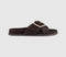 Womens OFFICE Sia Cross Over Buckle Footbed Sliders Brown Suede
