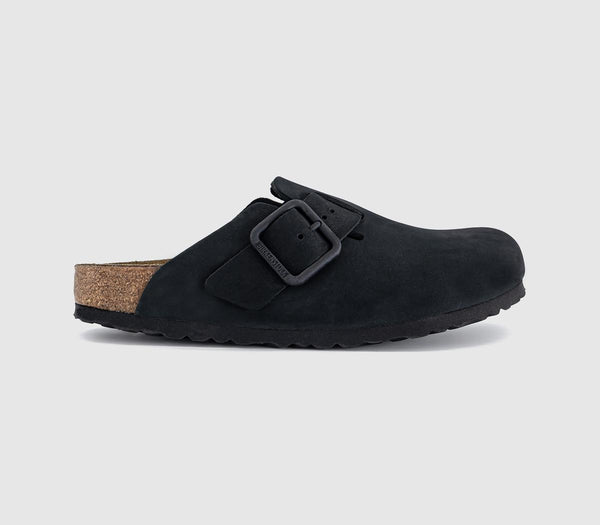 Womens BIRKENSTOCK Boston Wire Buckle Clogs Black Leather