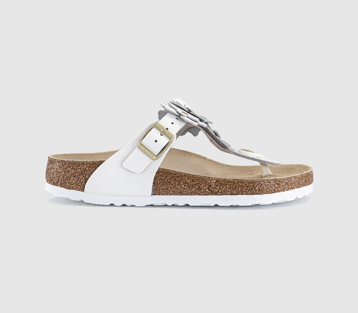 Womens BIRKENSTOCK Gizeh Flowers Toe Thong Sandals White