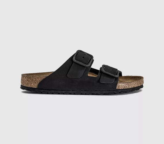 Mens BIRKENSTOCK Arizona Wire Buckle Sandals Black Nubuck