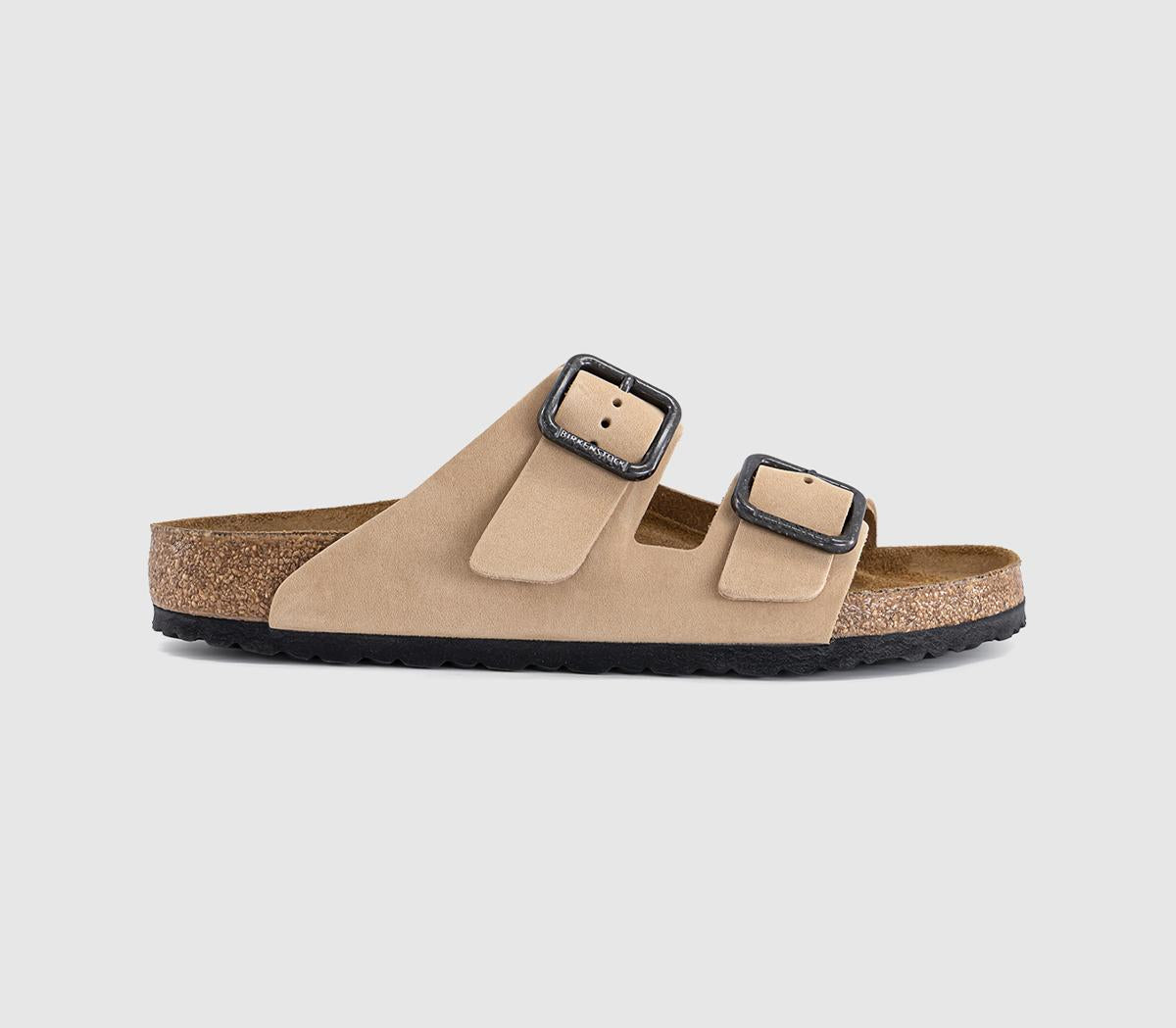 Mens BIRKENSTOCK Arizona Wire Buckle Sandals Sandcastle Nubuck