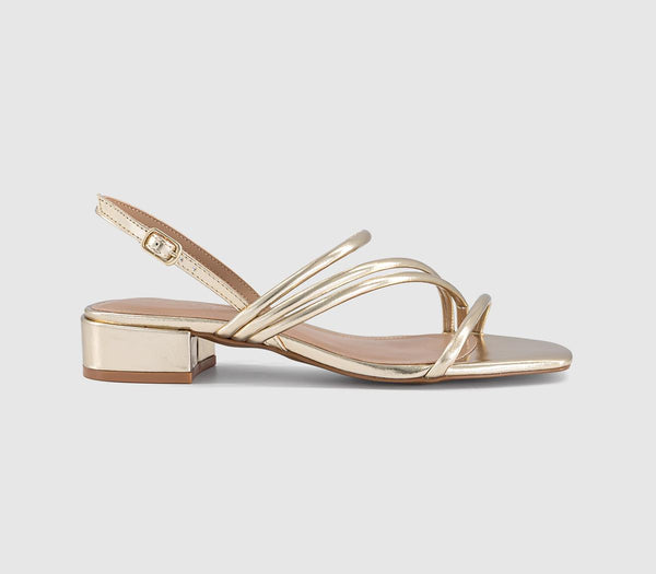 Womens OFFICE Swish Asymmetric Strappy Sandals Gold