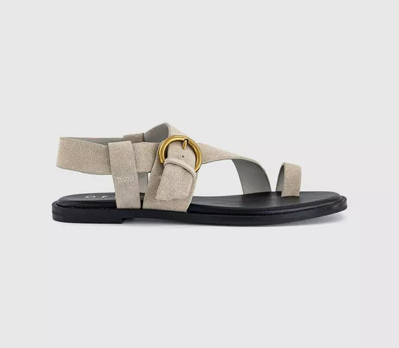 Womens OFFICE Storm Strappy Buckle Sandals Taupe Suede