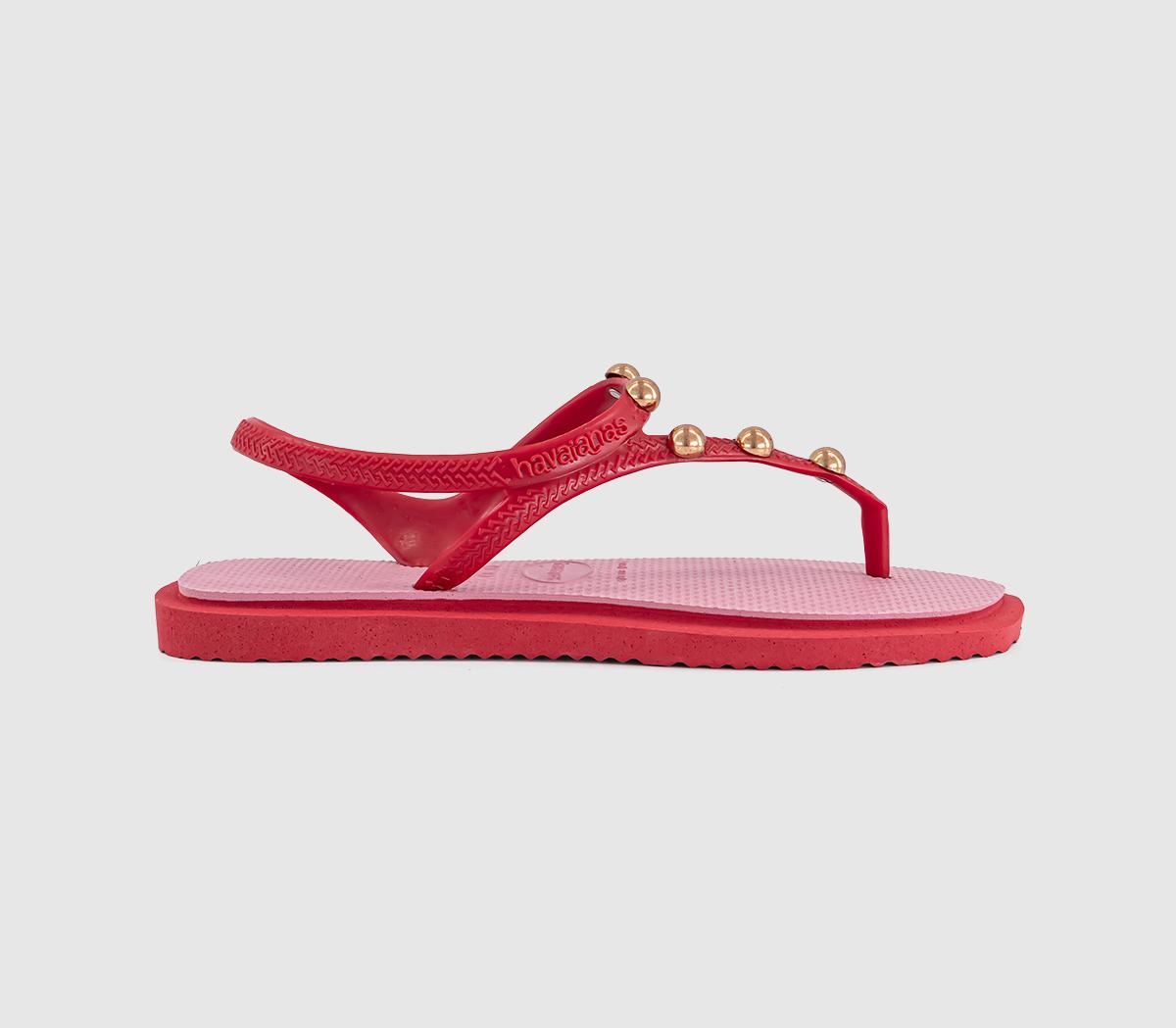 Womens Havaianas Flash Fusion Sandals Red Pink