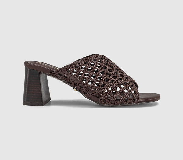 Womens OFFICE Melbourne Basket Weave Mules Brown