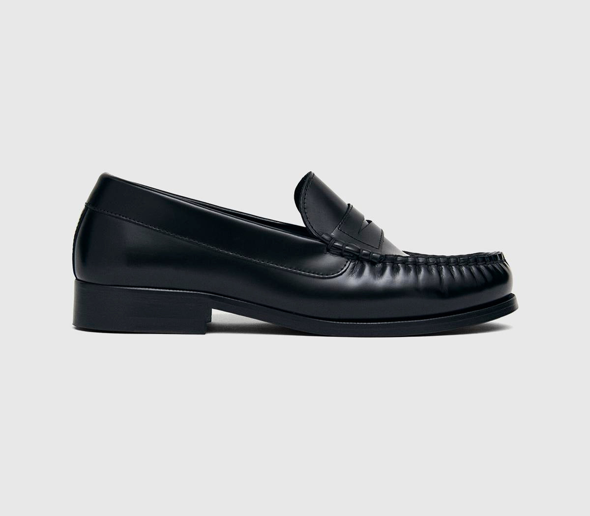 Womens ALOHAS Rivet Loafers Black Leather