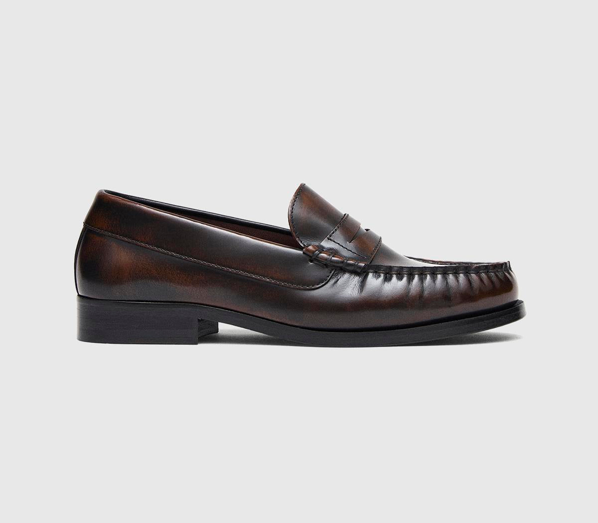 Womens ALOHAS Rivet Loafers Brushed Coffe Brown