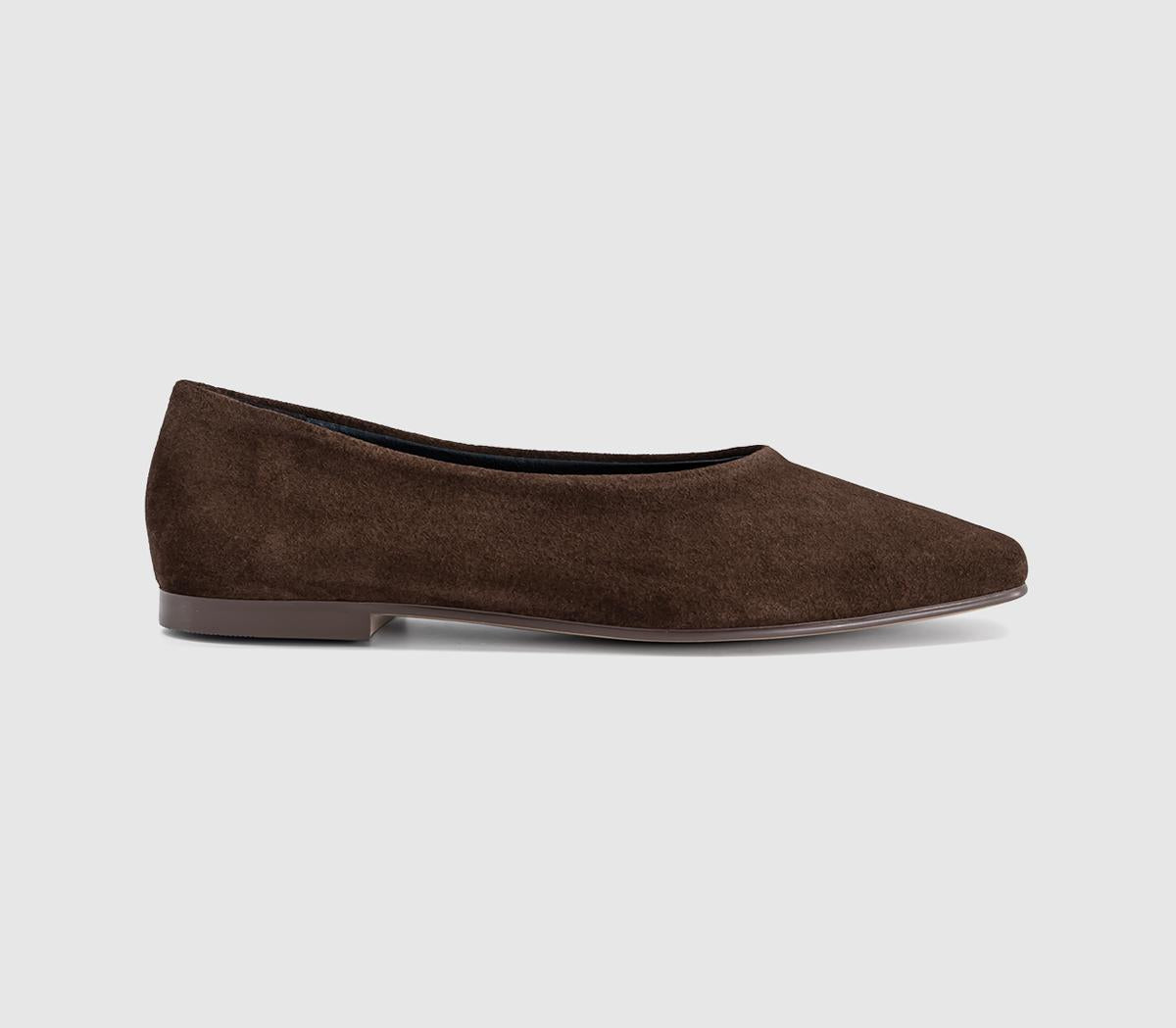 Womens OFFICE Foster High Cut Ballet Flats Brown Suede
