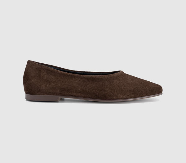 Womens OFFICE Foster High Cut Ballet Flats Brown Suede