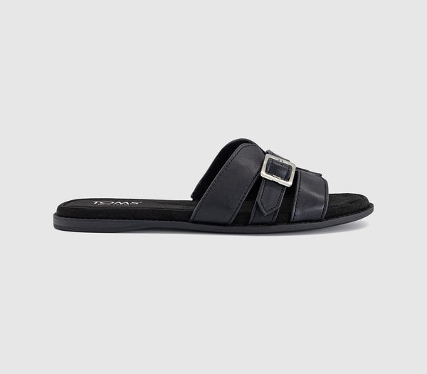 Womens TOMS Sol Sliders Black Leather