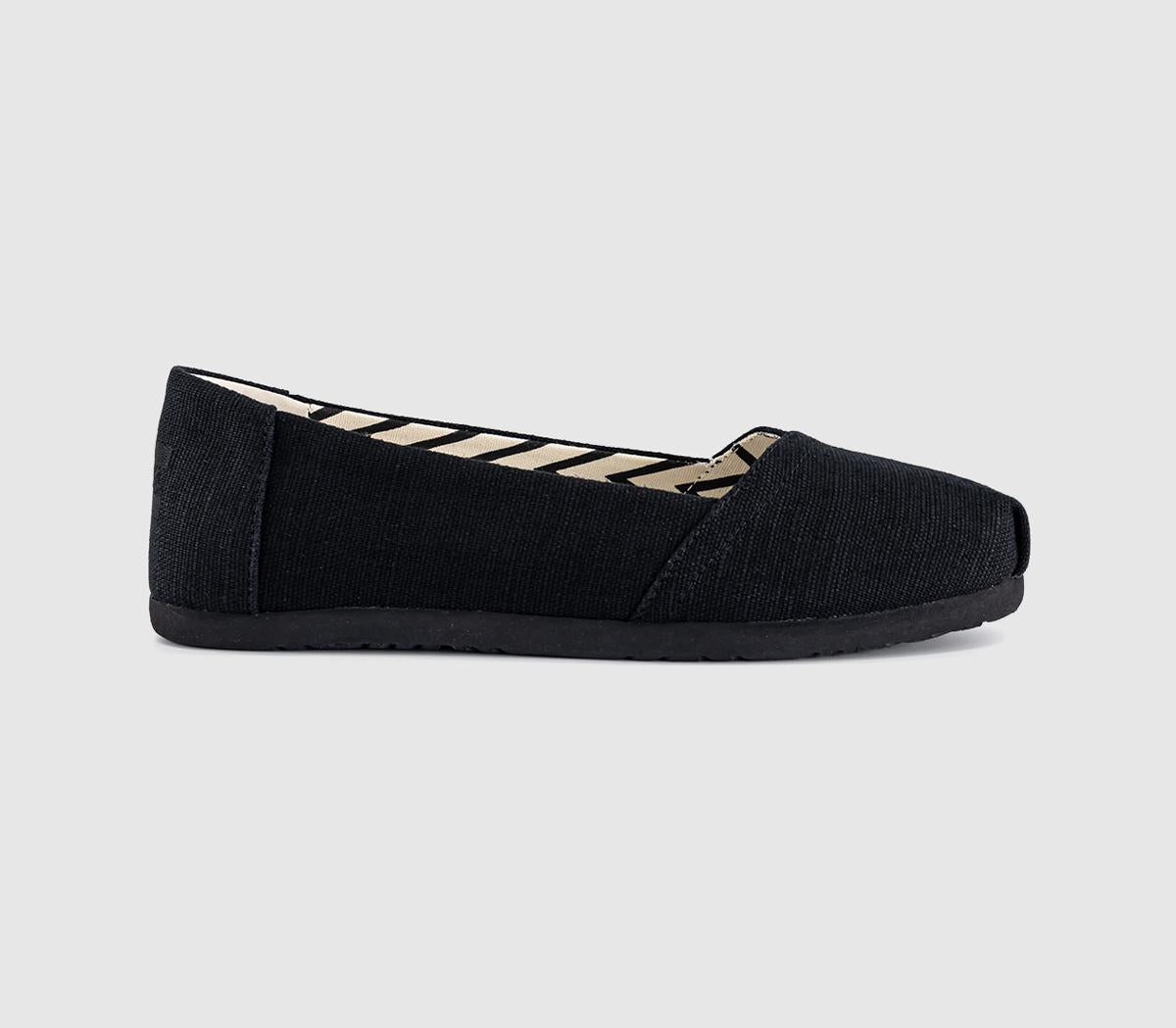Womens TOMS Alpargata Ballet Flats Black Black Heritage Canvas