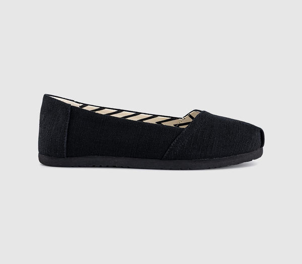 Womens TOMS Alpargata Ballet Flats Black Black Heritage Canvas