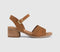 Womens TOMS Eloise Heeled Sandals Brown Sugar Nubuck Leather Perf