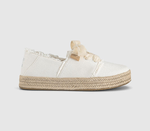 Womens TOMS Carolina Lace Up Espadrilles White Beachside Woven Fray