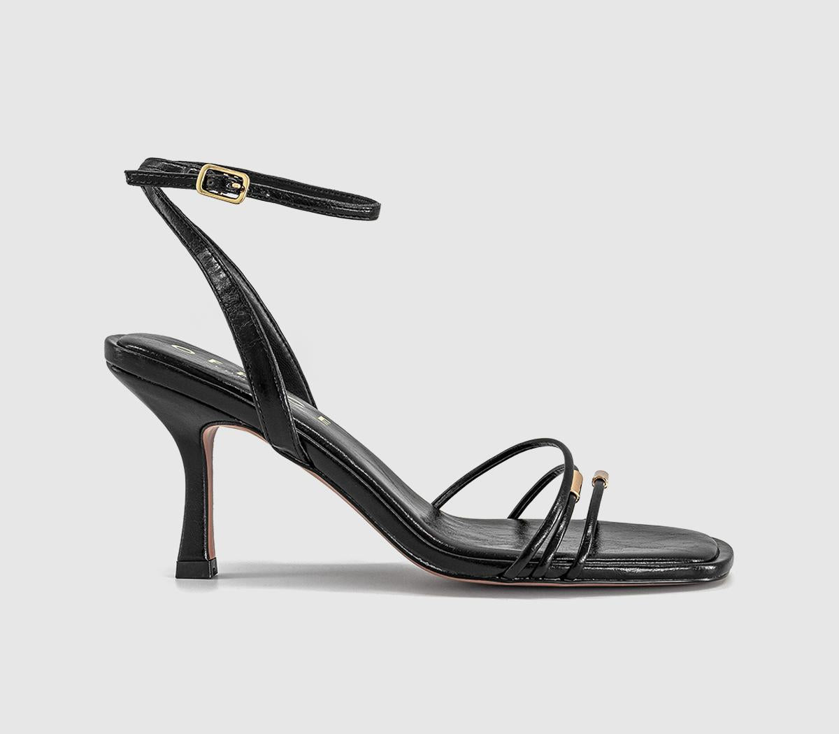 Womens OFFICE Midnight Hardware Multistrap Heels Black