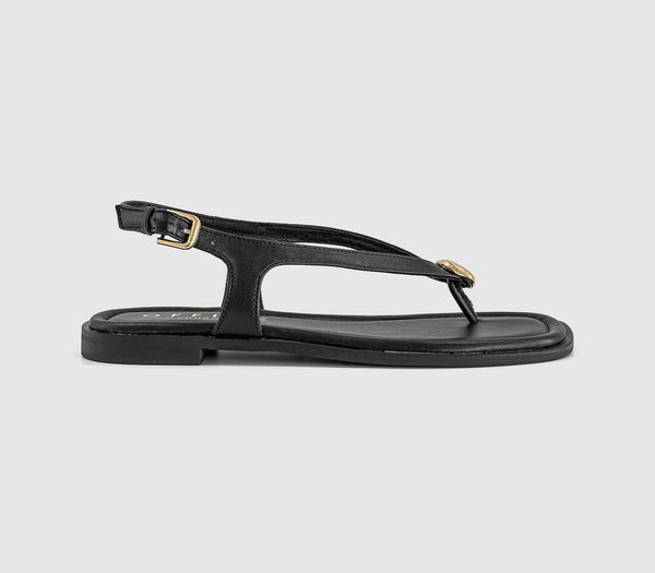 Womens OFFICE Scout Hardware Slingback Toe Post Sandals Black