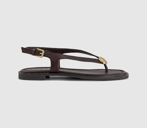 Womens OFFICE Scout Hardware Slingback Toe Post Sandals Brown