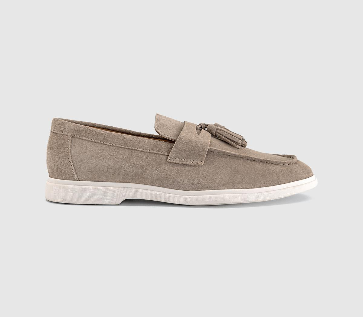 Mens OFFICE Cairo Tassel Loafers Stone Suede