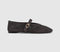 Womens OFFICE Feather Knitted Mary Jane Ballet Pumps Brown