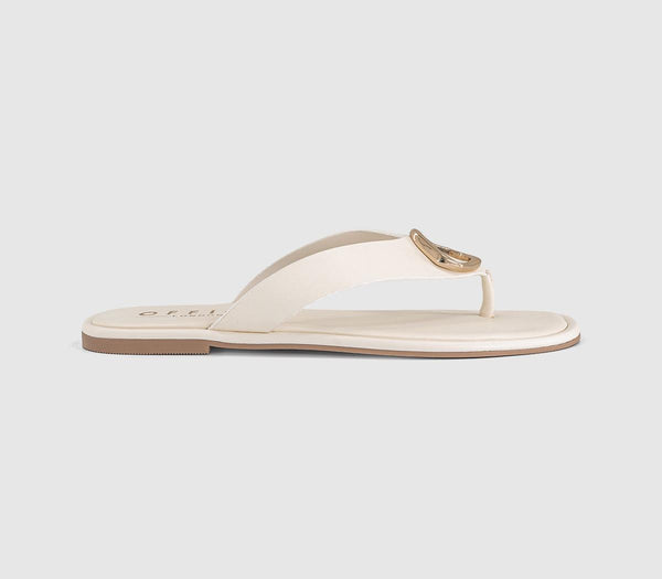 Womens OFFICE Saffron Metal Trim Detail Toepost Sandals White
