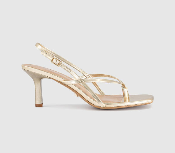 Womens OFFICE Mokka Toepost Slingback Heeled Sandals Gold