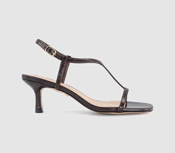 Womens OFFICE Mystery T Bar Heeled Sandals Brown