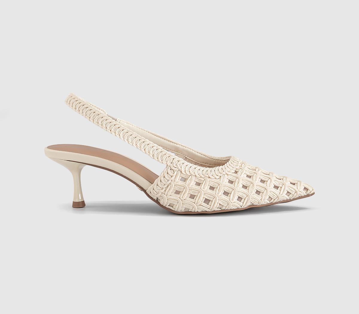 Womens OFFICE Miami Woven Slingback Heels Off White