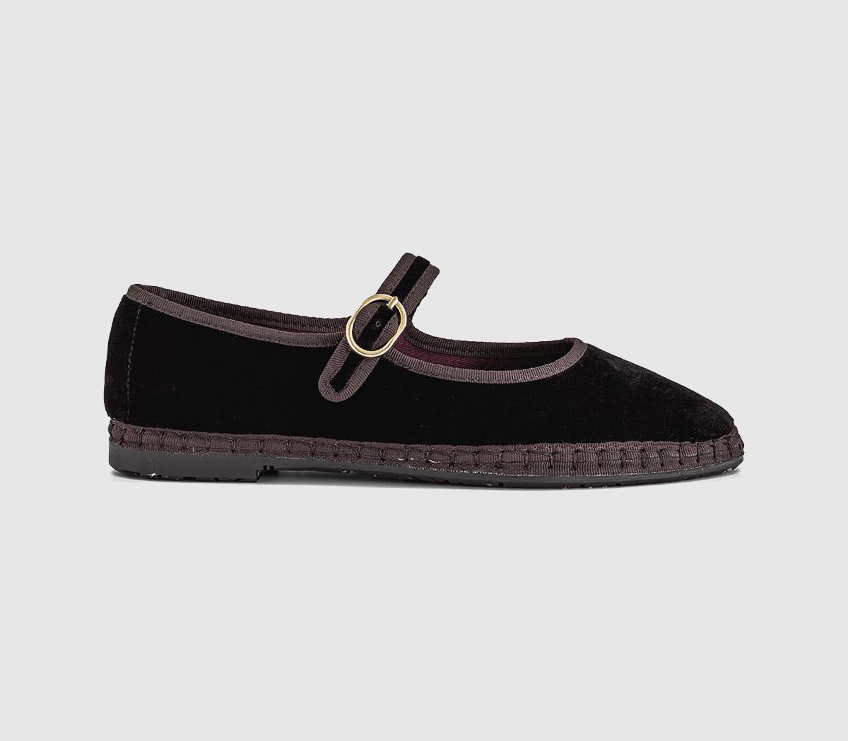 Womens Flabelus Mary Janes Brown Velvet