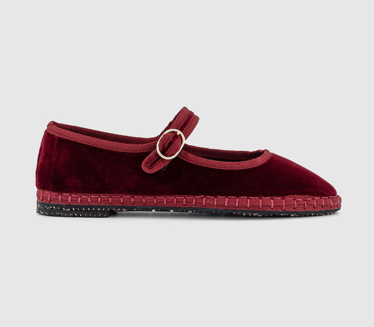 Womens Flabelus Mary Janes Red Velvet