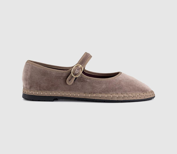 Womens Flabelus Mary Janes Taupe Velvet
