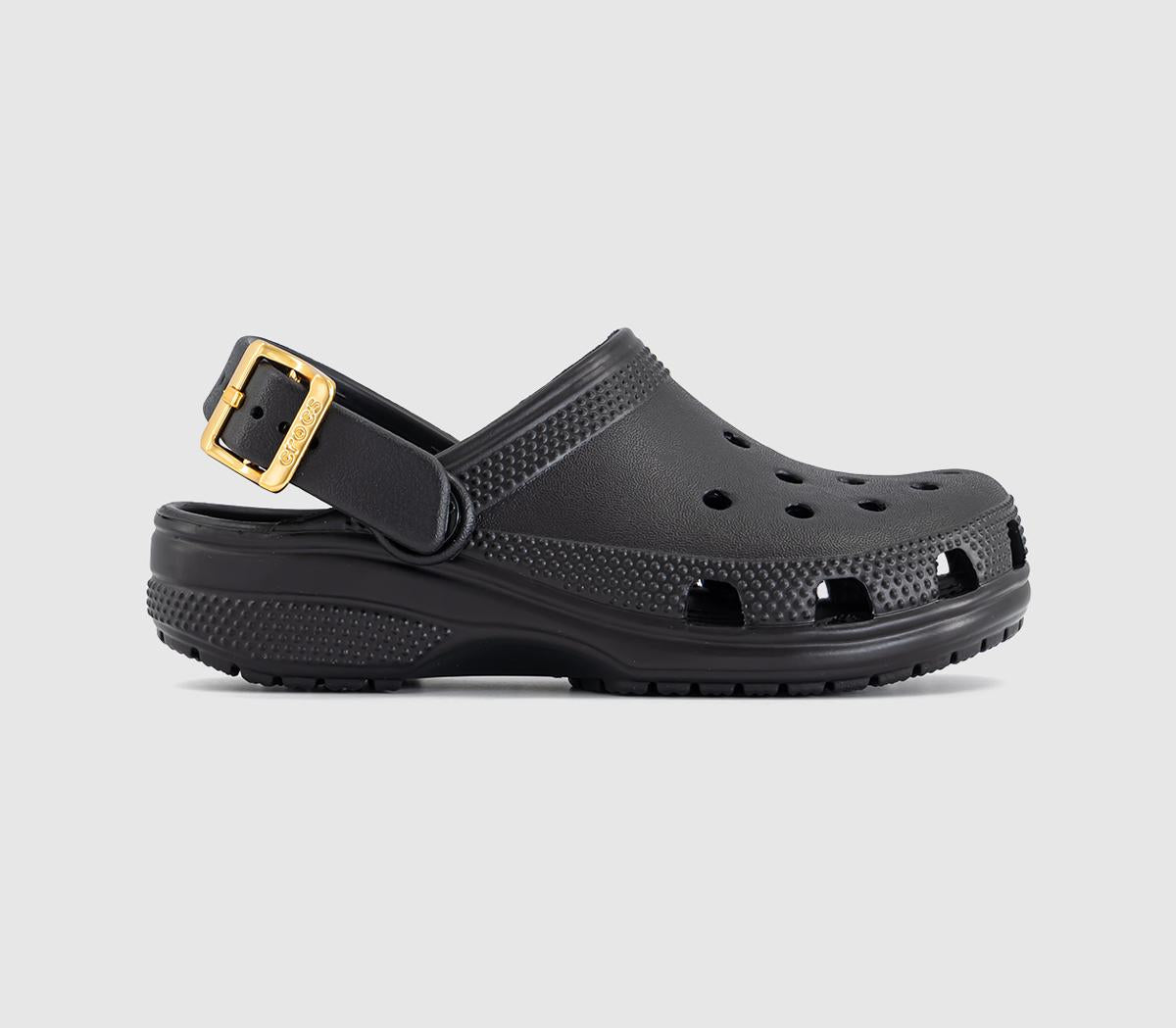 Kids Crocs Classic Metallic Buckle Clogs K Black