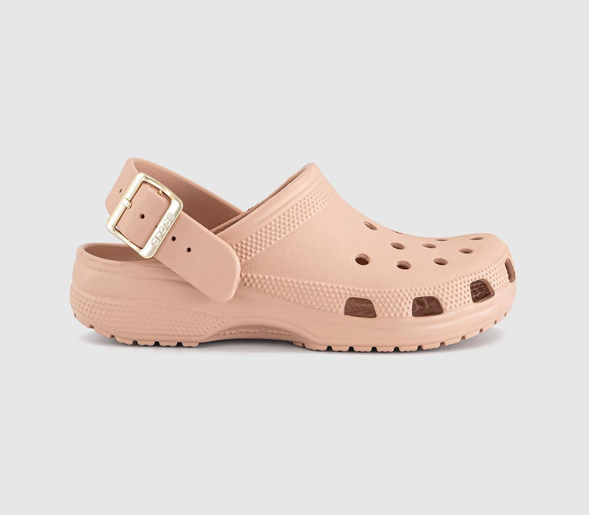 Womens Crocs Classic Metallic Buckle Clogs Blush