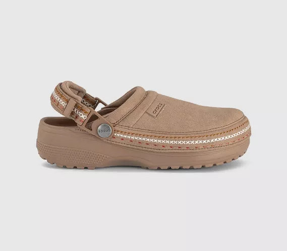 Womens Crocs Crafted Vegan Suede Stich Clogs Sepia