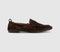 Womens OFFICE Fondant Square Toe Ruched Loafers Brown Suede