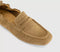 Womens OFFICE Fondant Square Toe Ruched Loafers Taupe Suede
