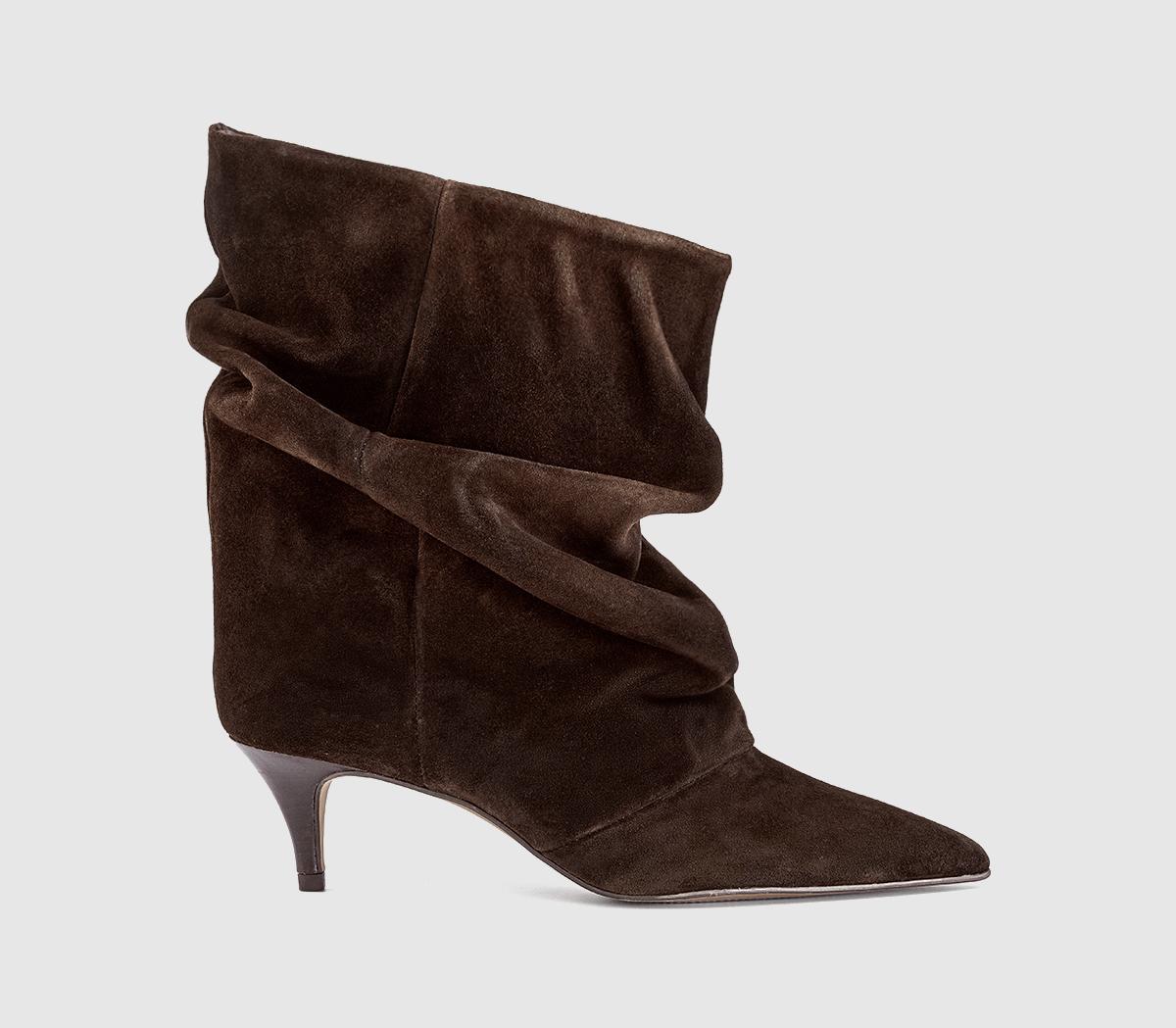 Womens OFFICE Studio Aria Ruched Ankle Boots Brown Suede UK Size 5