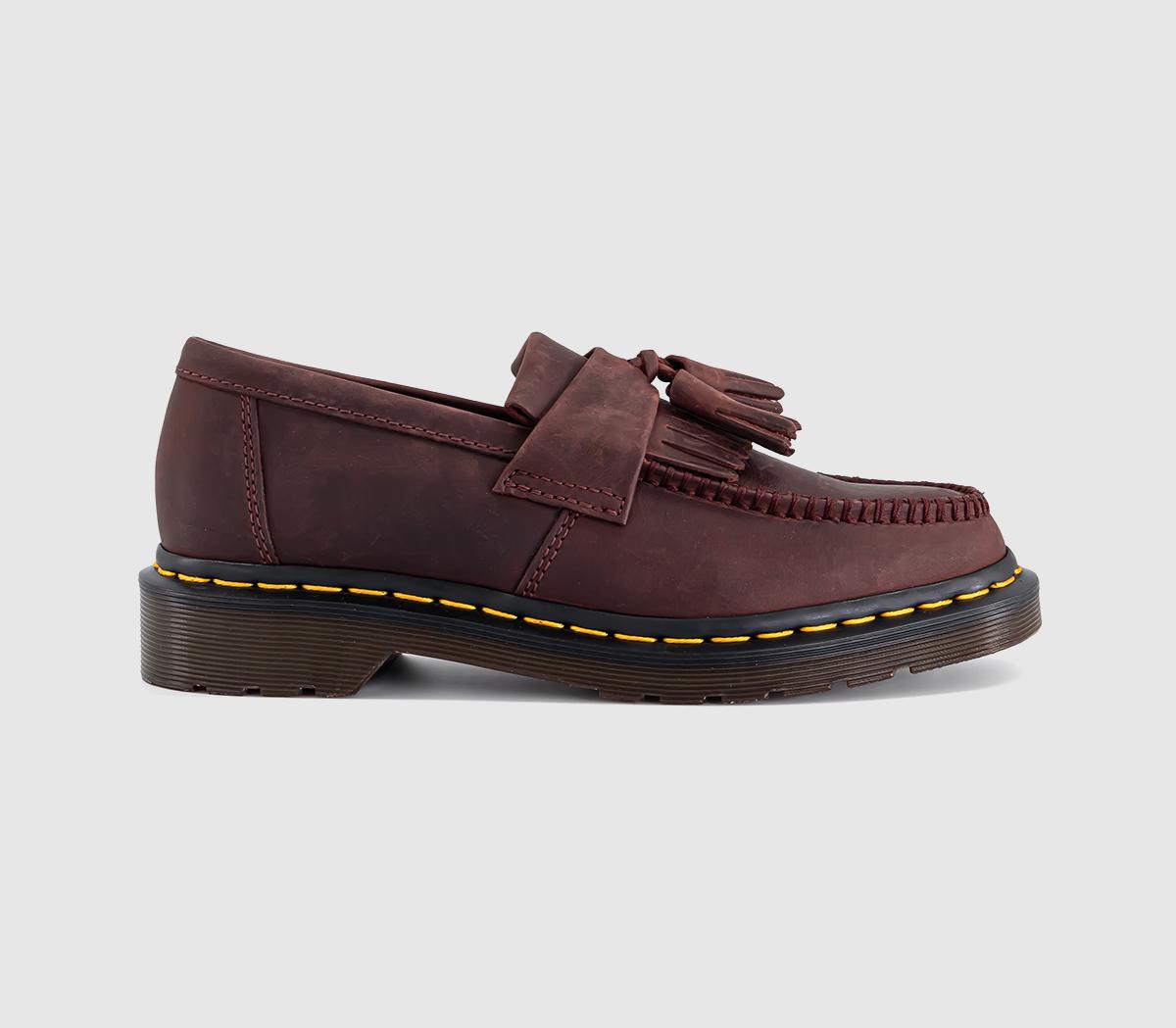 Womens Dr. Martens Adrian Tassal Loafers Cherry Red Crazy Horse