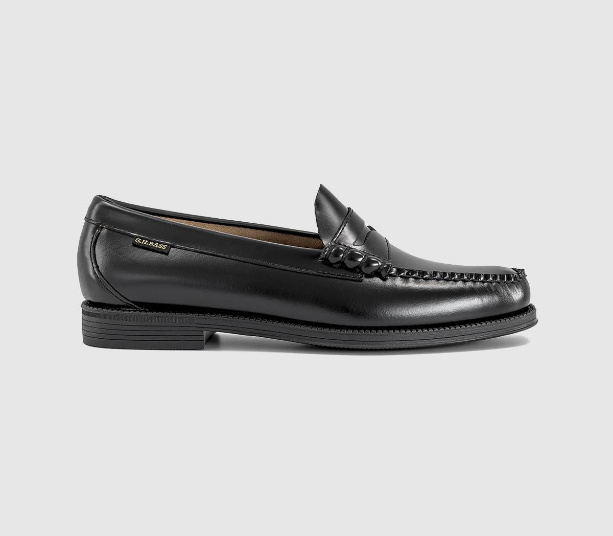 Mens G.H Bass & Co Easy Weejun Flag Loafers Black Leather