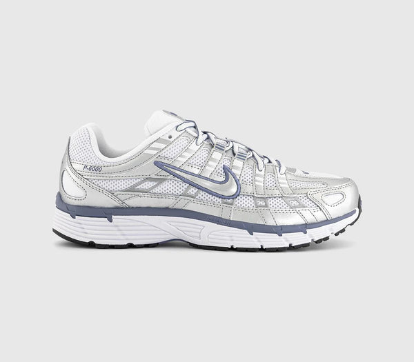 Nike P-6000 Trainers Metallic Silver World Indigo White Black UK Size 4