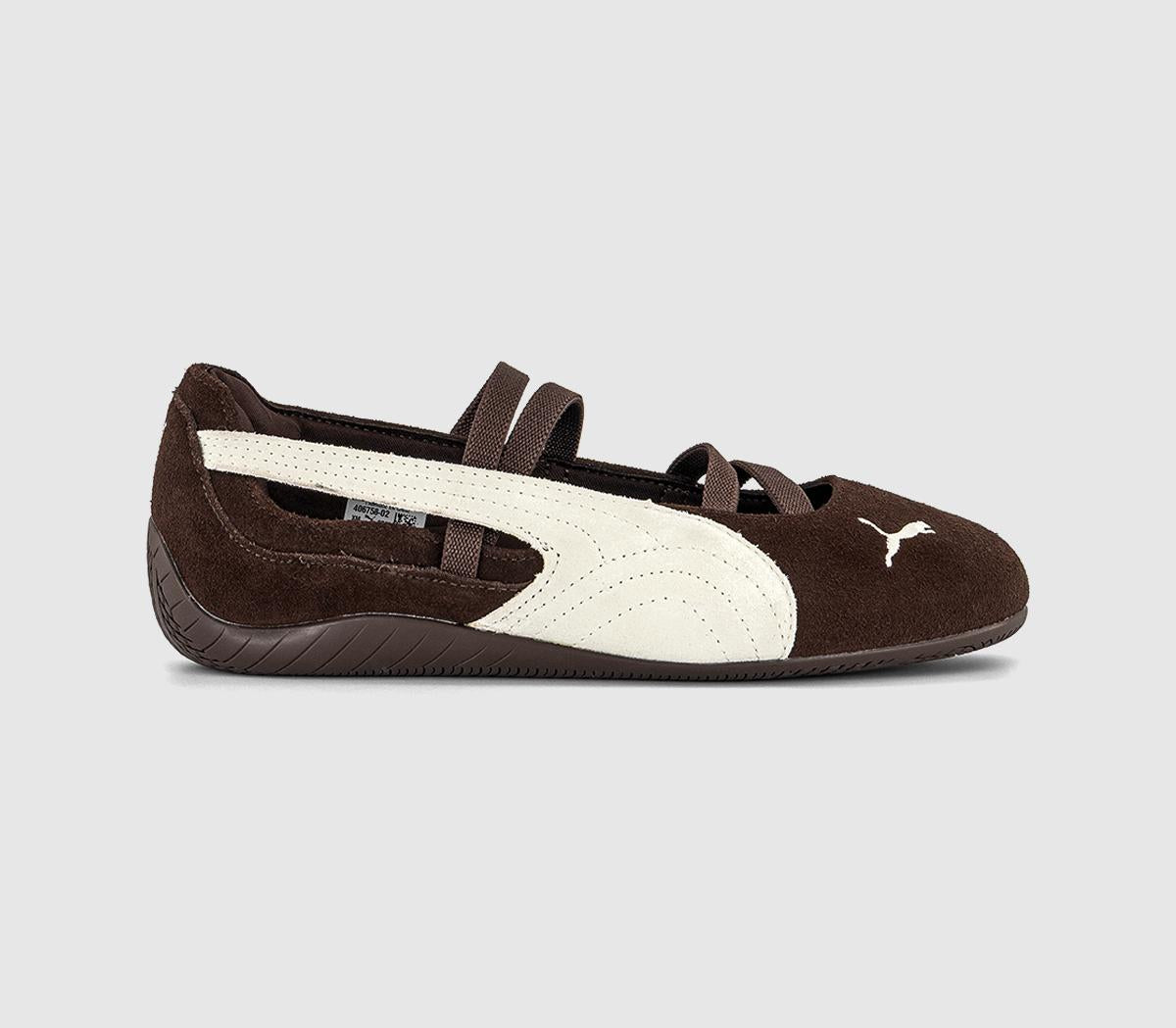 PUMA Speedcat Ballet Pumps Dark Chocolate Warm White UK Size 5.5