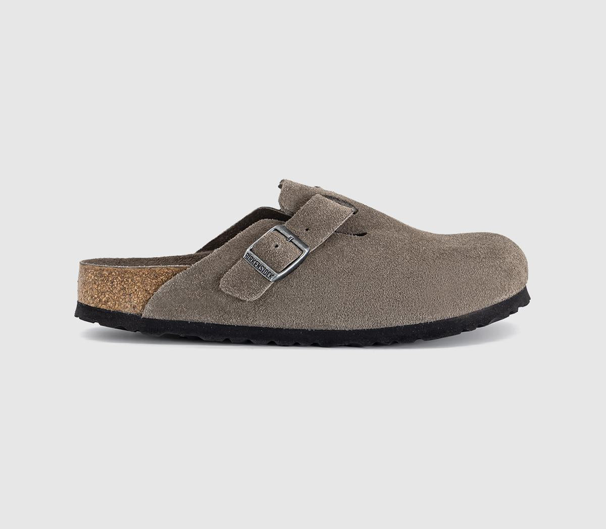 Mens BIRKENSTOCK Boston Men's Clogs Concrete Grey Suede